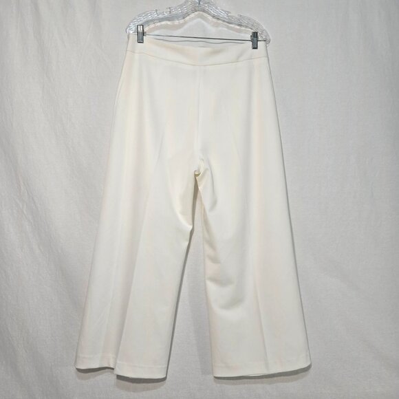ELIE TAHARI Officecore Mob Wife IVORY Hi-Rise Wide Leg Cropped  Trouser Size 12 - Picture 4 of 16